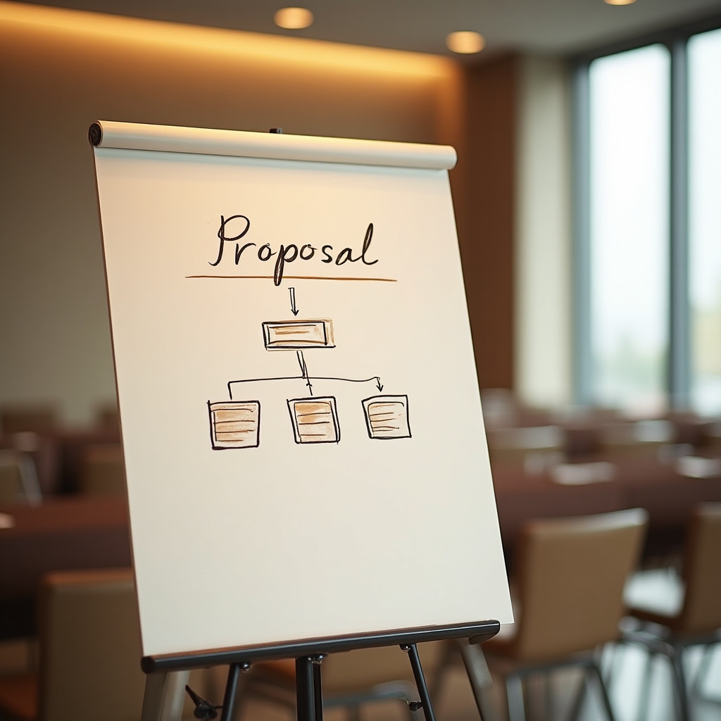 Flipchart mit Angebotsstruktur im Workshop-Raum