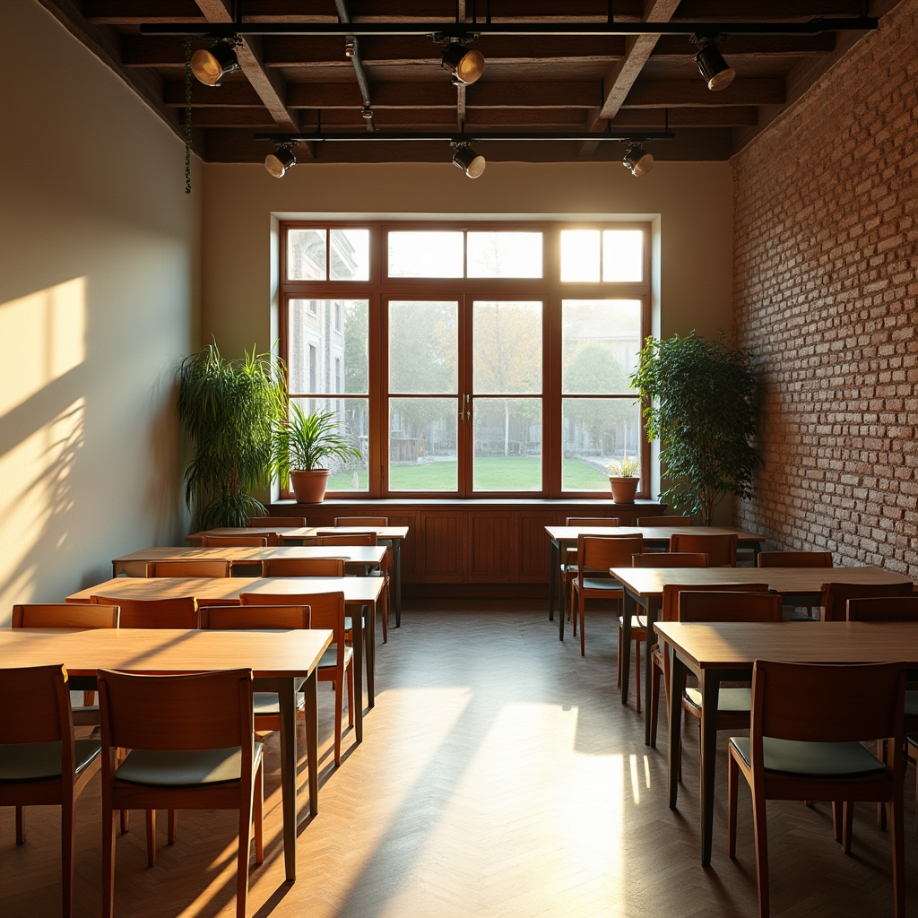 Einladender Workshop-Raum in Leipzig mit natürlichem Licht und modernem Mobiliar